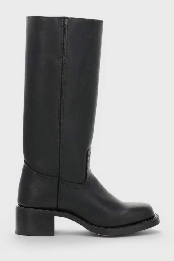Women's Knee High Boots with Stacked Heel and Classic Round Toe