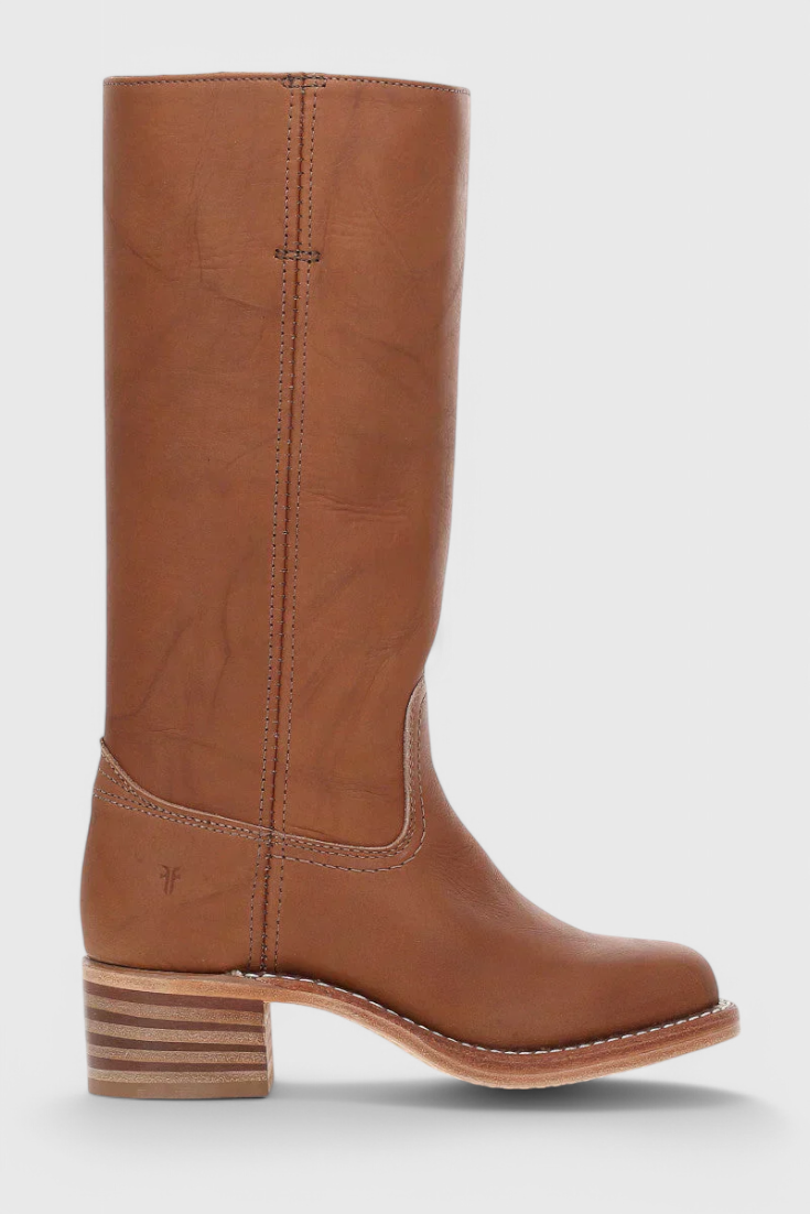 Women's Knee High Boots with Stacked Heel and Classic Round Toe