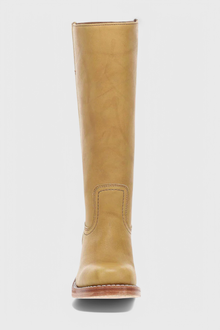Women's Knee High Boots with Stacked Heel and Classic Round Toe