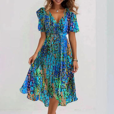 Bella | Asymmetric Wrap Dress with Puff Sleeves