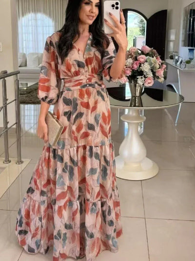 CLAUDIA | Long Floral Dress with a Comfortable Fit for Elegant Days