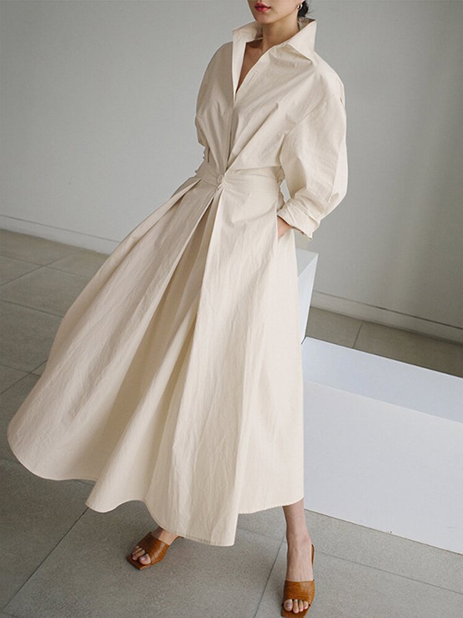 Taliah™ Polo Collar Long Sleeve Dress 