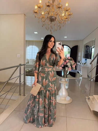 CLAUDIA | Long Floral Dress with a Comfortable Fit for Elegant Days