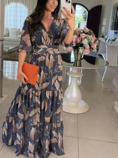 CLAUDIA | Long Floral Dress with a Comfortable Fit for Elegant Days