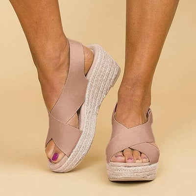 Elaine| Stylish Wedge Sandals with Cross Straps