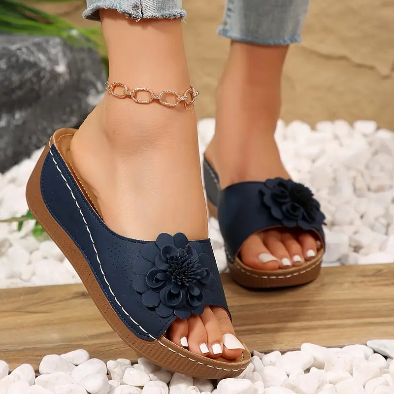 Anne™ | Stylish Floral Slip-On Wedge Sandals
