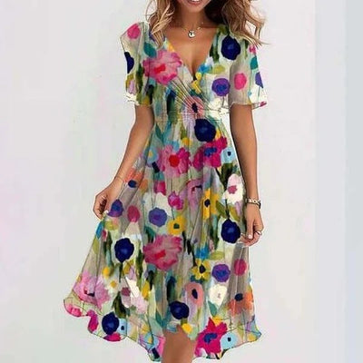 Bella | Asymmetric Wrap Dress with Puff Sleeves