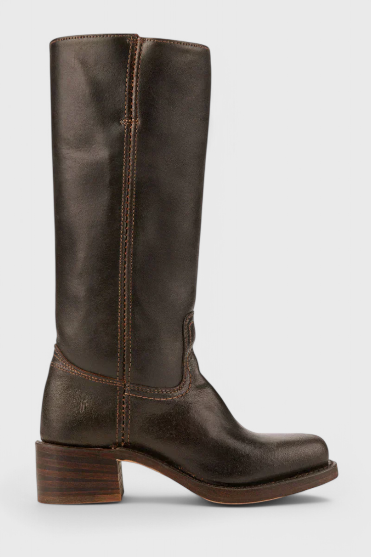 Women's Knee High Boots with Stacked Heel and Classic Round Toe