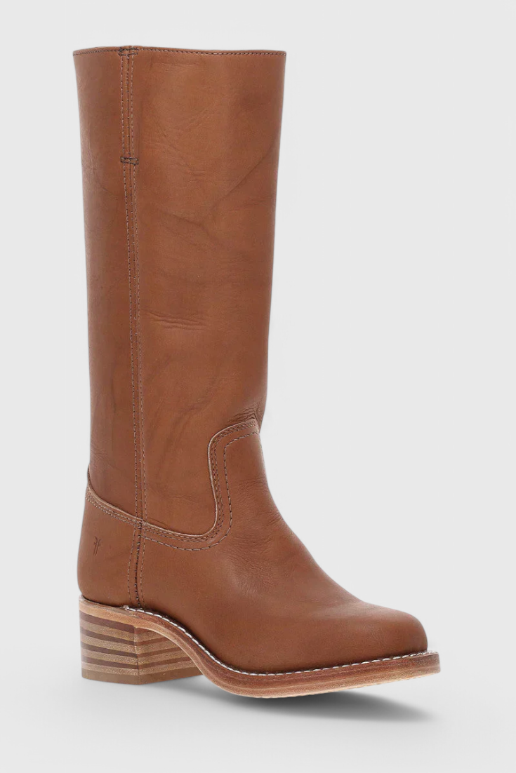 Women's Knee High Boots with Stacked Heel and Classic Round Toe