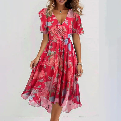 Bella | Asymmetric Wrap Dress with Puff Sleeves