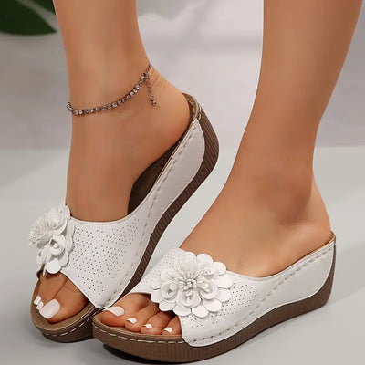 Anne™ | Stylish Floral Slip-On Wedge Sandals