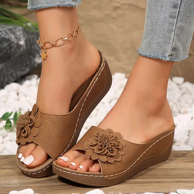 Anne™ | Stylish Floral Slip-On Wedge Sandals