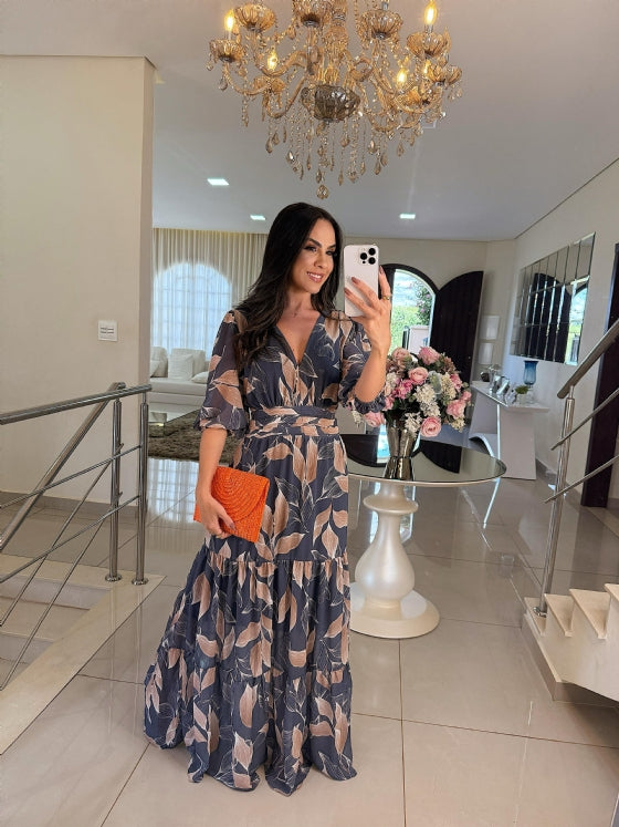 CLAUDIA | Long Floral Dress with a Comfortable Fit for Elegant Days