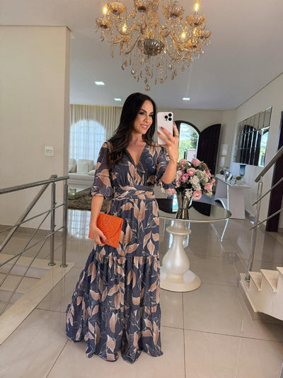 CLAUDIA | Long Floral Dress with a Comfortable Fit for Elegant Days