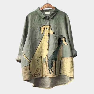 Leviana | Exclusive Women's Blouse with Dog Print